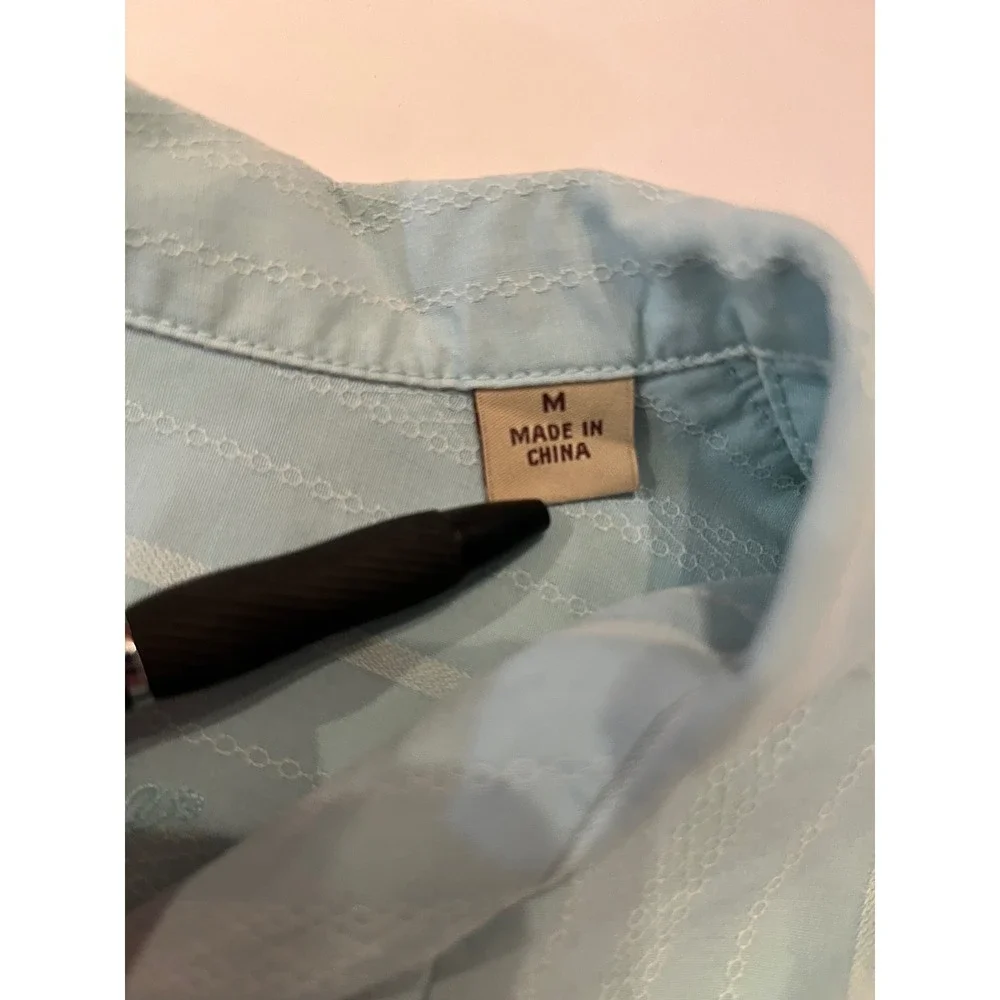 Tommy Bahama 100% Silk Men's Short Sleeve Button Up Blue Green Shirt Size Medium